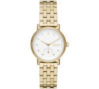 Skagen Kuppel Reloj para Mujer, Movimiento de Cuarzo con Correa de Acero o Piel, Tono Oro y Blanco, 32MM