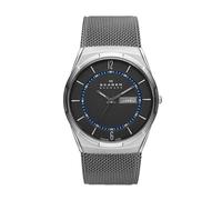 Skagen Melbye reloj para hombre, movimiento de cuarzo con correa de acero o piel, Gris y azul, 40MM