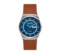 Skagen Melbye reloj para hombre, movimiento de cuarzo con correa de acero o piel, Marrón y azul, 40MM
