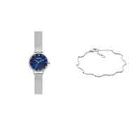 Skagen Mujer Anita Pequeño Plateado Acero Inoxidable Reloj y Essential Waves Pulsera, Set