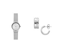 Skagen Mujer Freja Pequeño Plateado Acero Inoxidable Reloj y Anja Pebbles Pendientes, Set
