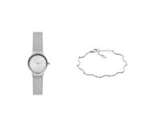 Skagen Mujer Freja Pequeño Plateado Acero Inoxidable Reloj y Essential Waves Pulsera, Set