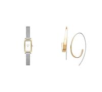 Skagen Mujer Hagen Micro Plateado Acero Inoxidable Reloj y Kariana Dorado Pendientes, Set