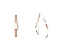 Skagen Mujer Hagen Micro Rosado Dorado Acero Inoxidable Reloj y Kariana Pendientes, Set