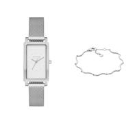 Skagen Mujer Hagen Pequeño Plateado Acero Inoxidable Reloj y Essential Waves Pulsera, Set