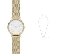 Skagen Mujer Signatur Pequeño Dorado Acero Inoxidable Reloj y Dorado Set Regalo