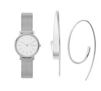 Skagen Mujer Signatur Pequeño Plateado Acero Inoxidable Reloj y Kariana Plateado Pendientes, Set