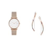Skagen Mujer Signatur Rosado Dorado Acero Inoxidable Reloj y Kariana Pendientes, Set