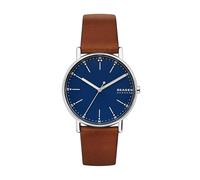 Skagen Reloj de hombre Signatur de tres manecillas, caja de 40 mm con correa de cuero