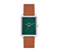 Skagen Reloj Hagen para Hombre, Movimiento de Cuarzo a Tres Agujas con Correa de Acero o Piel, Cacao, 36 mm