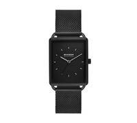 Skagen Reloj Hagen para Hombre, Movimiento de Cuarzo a Tres Agujas con Correa de Acero o Piel, Negro Ahumado, 36 mm