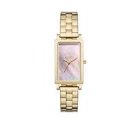 Skagen Reloj Hagen para Mujer, Movimiento trifásico de Cuarzo con Correa de Acero o Piel, Tono Dorado y Rosa Perla, 43 mm