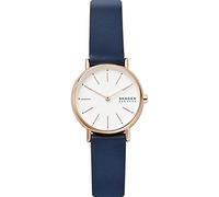 Skagen Reloj Signatur Lille para mujer, Movimiento bimanual de cuarzo en tono oro rosa con correa de acero o piel, 30 mm, Azul Y Blanco