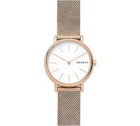 Skagen Reloj Signatur Lille para mujer, Movimiento bimanual de cuarzo en tono oro rosa con correa de acero o piel, 30 mm, Tono Oro Rosa Y Blanco