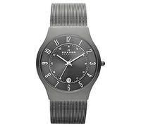 Skagen Reloj Sundby Titanium para Hombre, movimiento de cuarzo a tres agujas con Correa de Acero Inoxidable o piel, 37 mm, Gris
