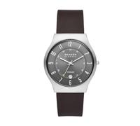 Skagen Sundby reloj para hombre, movimiento de cuarzo con correa de acero o piel, Negro y Gris, 37MM