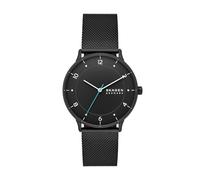 Skagen RIIS reloj para hombre, movimiento de cuarzo con correa de acero o piel, Negro, 40MM