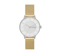 Skagen RIIS Reloj para Mujer, Movimiento de Cuarzo con Correa de Acero o Piel, Tono Dorado y Plateado, 36MM
