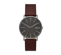 Skagen Signatur reloj para hombre, movimiento de cuarzo con correa de piel o acero inoxidable, Marrón oscuro y choco, 40MM