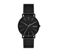 Skagen Signatur reloj para hombre, movimiento de cuarzo con correa de piel o acero inoxidable, Negro azabache, 40MM
