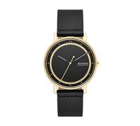 Skagen Signatur reloj para hombre, movimiento de cuarzo con correa de piel o acero inoxidable, Negro y tono dorado, 40MM