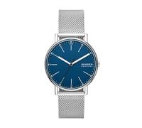 Skagen Signatur reloj para hombre, movimiento de cuarzo con correa de piel o acero inoxidable, Tono plata y azul, 40MM