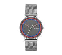 Skagen Signatur reloj para hombre, movimiento de cuarzo con correa de piel o acero inoxidable, Tono plata y rojo, 40MM