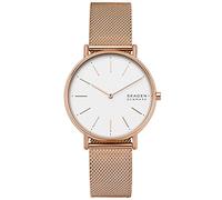 Skagen Signatur reloj para mujer, movimiento de cuarzo con correa de acero o piel, Dorado Rosado Y Blanco, 38MM