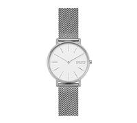 Skagen Signatur reloj para mujer, movimiento de cuarzo con correa de acero o piel, Gris y blanco, 38MM