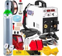 SKANDI KRAFT iSIMPLE MIG 210 - Kit completo con botella de gas de 8 l y casco - Estación de soldadura de gas de protección 4 en 1 MIG MAG 200 A 230 V - Soldador de alambre de llenado sin gas, TIG MMA