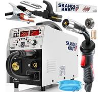 SKANDI KRAFT iSimple MIG 210 MIG MAG - Soldadora de gas protector y sin gas con 3 programas de sinergia, silenciosa, potente y compacta - 200 A 4 en 1: MIG/MAG, LIFT-TIG, MMA y soldadura de soldadura
