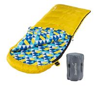 Skandika Dundee Franela | Saco de Dormir Doble, 3 Estaciones, plumón hasta -20°C, 220 x 80 cm/ 220 x 160 cm | para Camping al Aire Libre (Amarillo/Cremallera Izquierda)