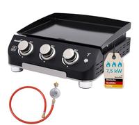 Skandika Gasplancha Palo | Plancha de gas, 3 quemadores, bandeja de goteo, parrilla de gas portátil con placa de cocción (sin tapa)