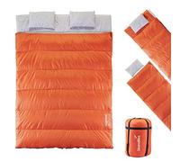 Skandika Iceland Saco de Dormir Doble XXL| con Forro de polialgodón para Adultos, Separable, hasta 3°C, 220 x 150 cm | Invierno Camping Senderismo (Canela)