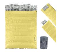 Skandika Iceland Saco de Dormir Doble XXL| con Forro de polialgodón para Adultos, Separable, hasta 3°C, 220 x 150 cm | Invierno Camping Senderismo (Amarillo)