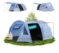 Skandika Kambo Tienda de campaña Familiar túnel para 6/8/12 Personas | Impermeable con 3000 de Columna de Agua, 2 m de Altura, 3 entradas, Techo Solar, toldo (Azul Cielo/Gris/6)