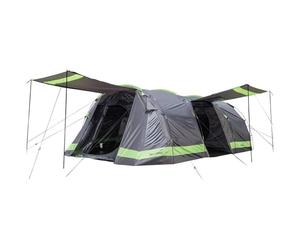 Skandika Kambo Tienda de campaña Familiar túnel para 6/8/12 Personas | Impermeable con 3000 de Columna de Agua, 2 m de Altura, 3 entradas, Techo Solar, toldo (Gris/Verde/8 Personas)