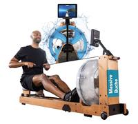 Skandika Máquina de Remo de Agua Lykke | Tanque de 90°, Máquina de Remo de Madera Maciza de Haya para el Hogar, Compatible con la App Kinomap (Madera Clara)