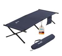 skandika Mutenia Tumbona de Camping | Tumbona Plegable con Bolsa organizadora, máx. 200 kg, 210 x 75 cm, pies Antideslizantes, Bolsa de Transporte (Azul Marino)