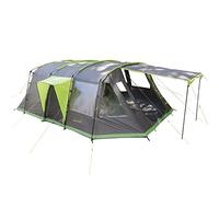 skandika Nordland - 4 Personas - Tienda campaña Familiar - túnel - mosquiteras- 580x320x200cm (Gris/Verde)