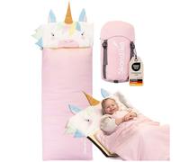 Skandika Saco de Dormir Infantil Soti | hasta 150 cm, de algodón, Lavable a máquina, Saco de Dormir para niños (Unicornio)