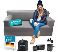 skandika Sofá de Aire Easy Air | sofá Inflable para Exteriores, con Bomba eléctrica, 1-2 Personas, hasta 200 kg, Recargable con Cable de Carga USB (Premium Doble)