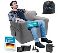 skandika Sofá de Aire Easy Air | sofá Inflable para Exteriores, con Bomba eléctrica, 1-2 Personas, hasta 200 kg, Recargable con Cable de Carga USB (Premium Individual)