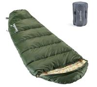 Skandika Vegas Junior| Saco de Dormir Tipo Momia para niños, Forro Interior Suave, Repelente al Agua, 3 Estaciones, hasta -12°C, 170 x 70 cm,| Invierno, Camping y Senderismo (Verde Oscuro)