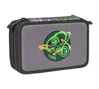 SKANDO BAGS Lego Ninjago - Estuche elegante organizador para utensilios de escritura con tres compartimentos espaciosos, cremalleras seguras y detalles únicos de LEGO 1x1, Elemental Master Of Energy