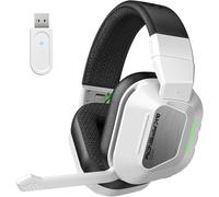 Skapendy VK82 Cascos Gaming Inalambricos con Micrófono Reducción De Ruido, Cascos Wireless de 2.4G & Bluetooth 5.4, Auriculares Gaming con Luces LED para Ps5, Ps4, PC, Switch (Negro Blanco)