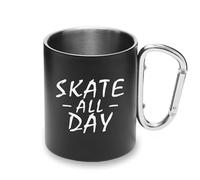 Skate All Day - Taza de metal con mango de mosquetón, taza de camping