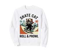 Skate Cat Roll & Prowl Skater Kitty Halfpipe City Skyline Sudadera