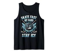 Skate Fast Hit Hard Stay Icy Angry Hockey Puck Art Camiseta sin Mangas