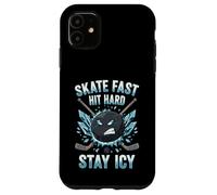 Skate Fast Hit Hard Stay Icy Angry Hockey Puck Art Carcasa para iPhone 11